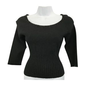 MS SIONI Embellished Neckline Knit M Blouse